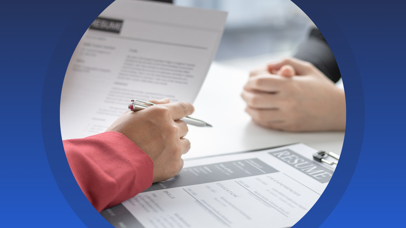 Photo of a procurement job interview underway.