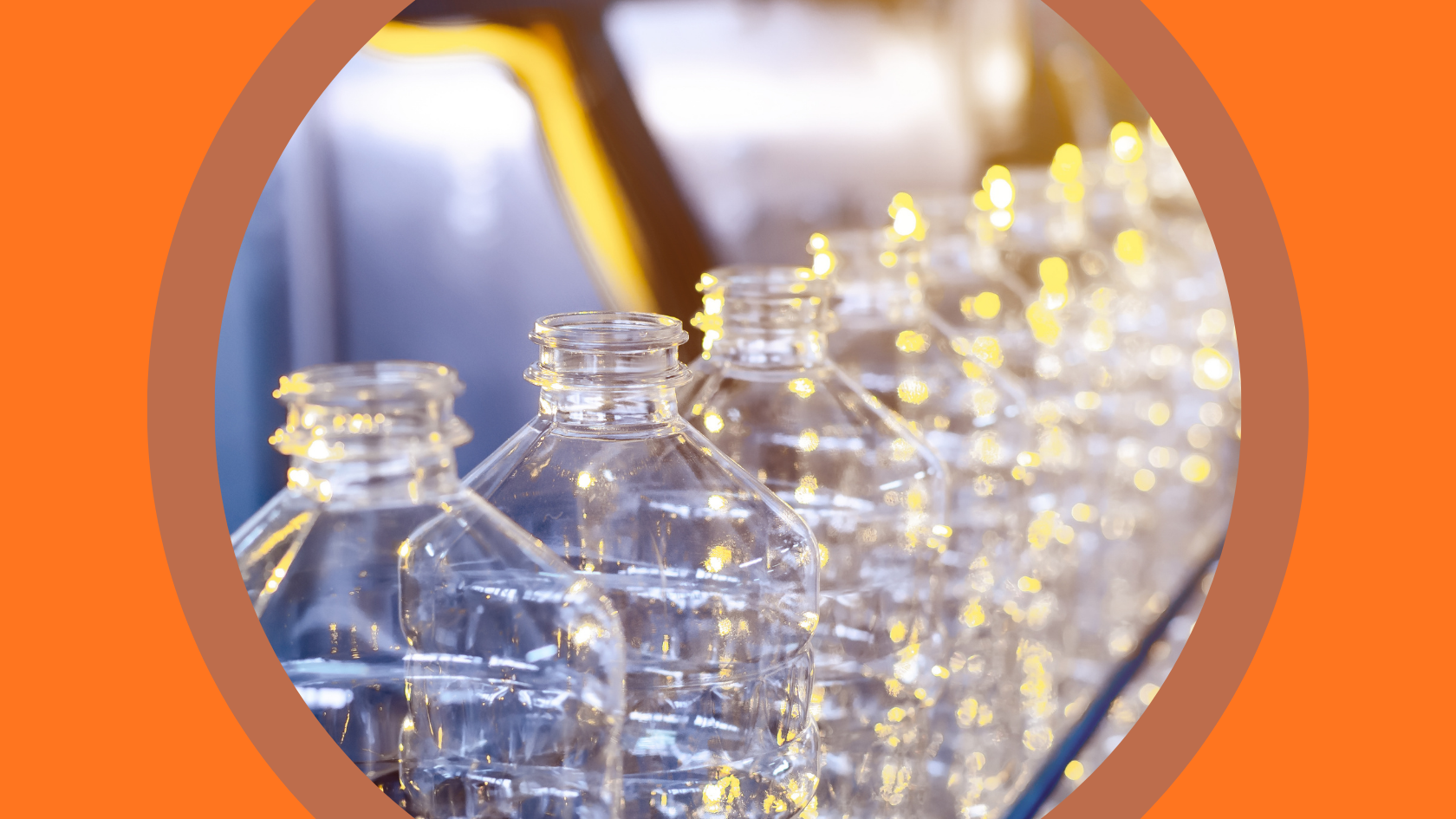 Photo of plastic bottles on a manufacturing line