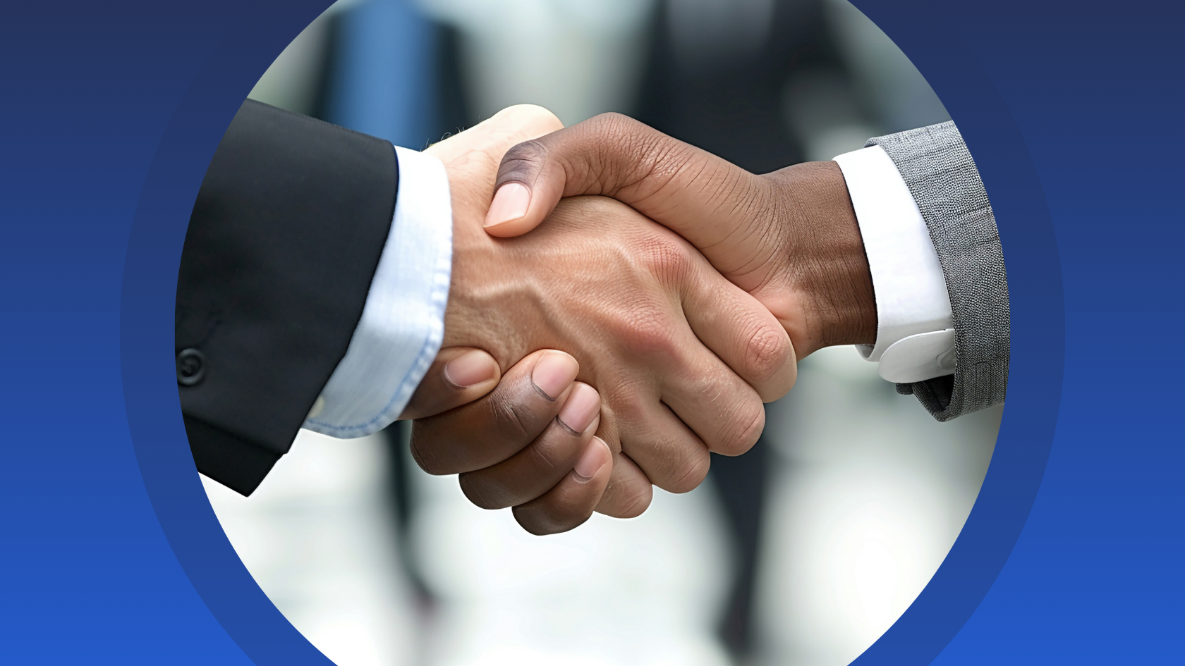 Photo of a buyer and supplier shaking hands.