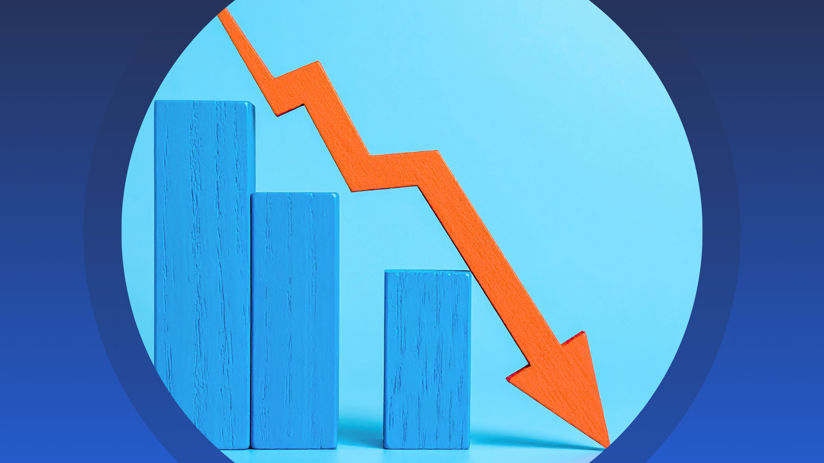 Illustrative photo of a downward-trending bar chart.
